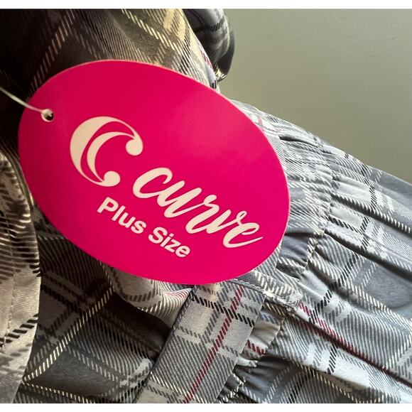 NWT Nice C Curve Gray Plaid Cold Shoulder Romper Jumpsuit Plus Size 1X - Picture 5 of 14